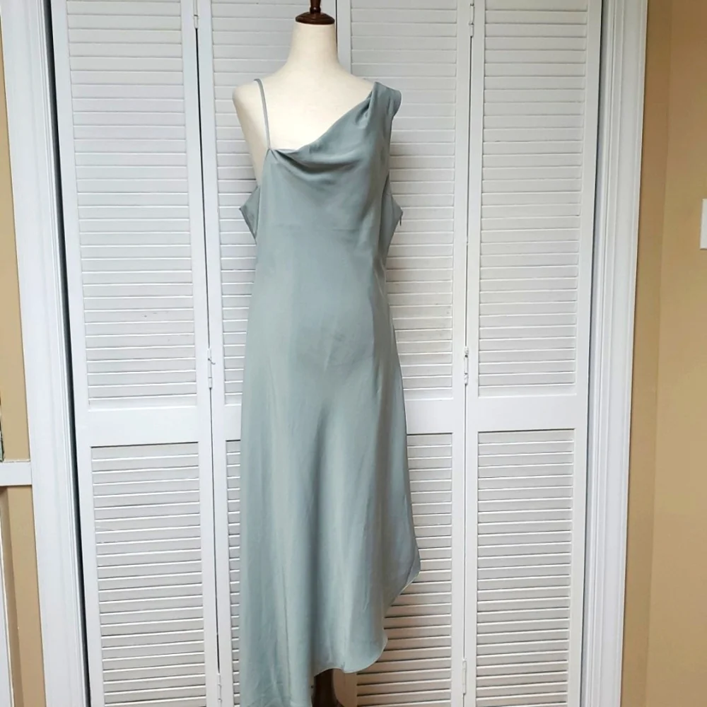 Lulus Instant Impression One-Shoulder Dress in Sage Green Size XL. - Picture 2 of 8